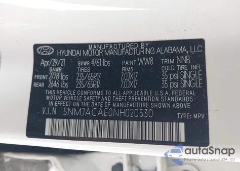 2022 Hyundai Tucson Se z USA, uszkodzony, nr VIN 5NMJACAE0NH020530